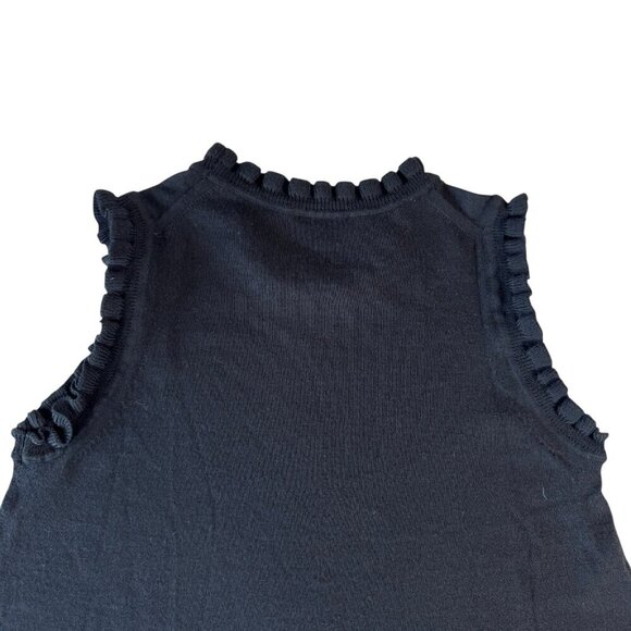Me and Em womens size XS black knit sweater top wool silk blend ruffle trim - Picture 4 of 9